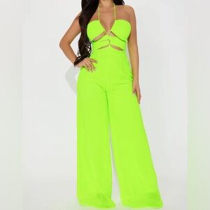 NEW Lime Green Halter Jumpsuit